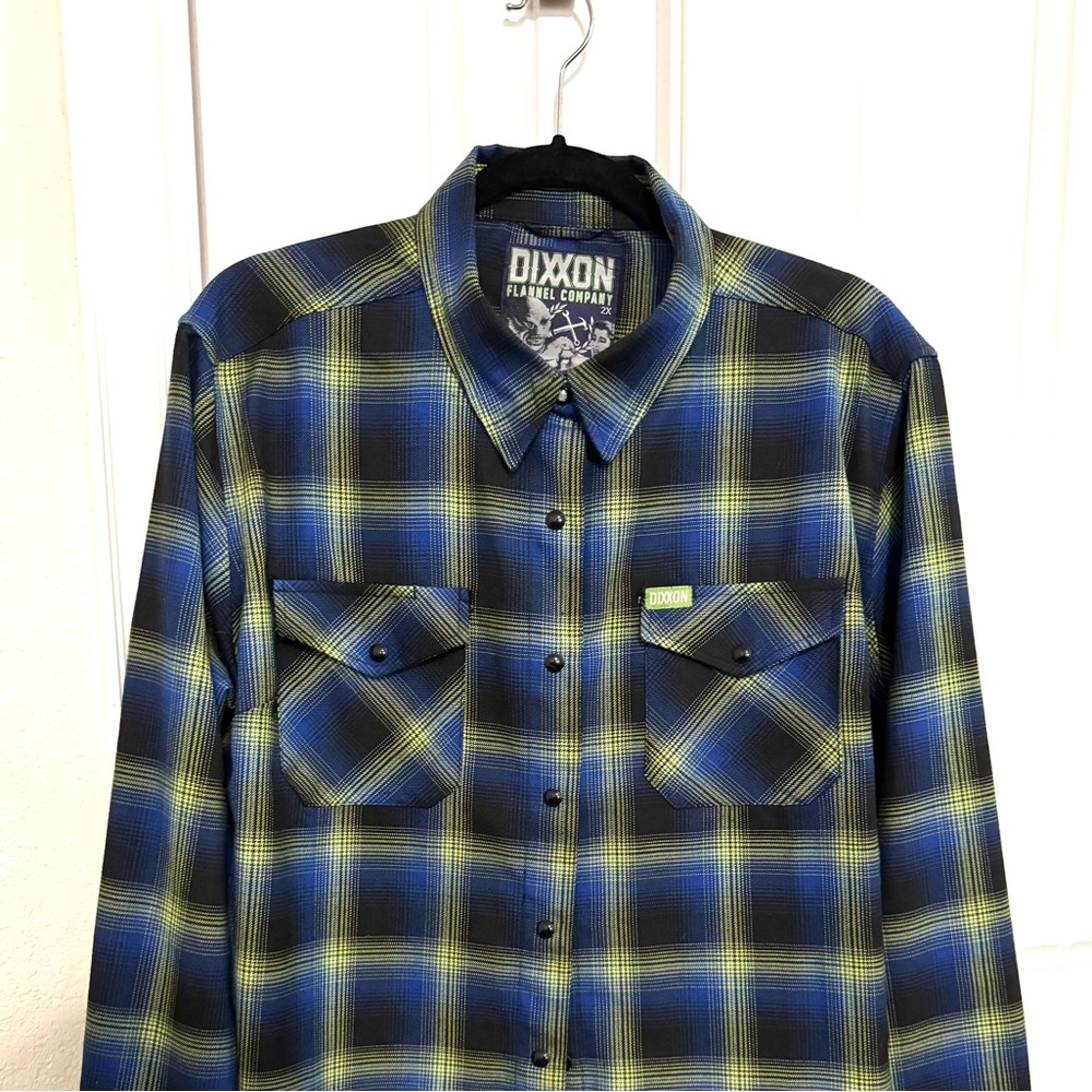 DIXXON Blue and Green Casual Button Down Shirt